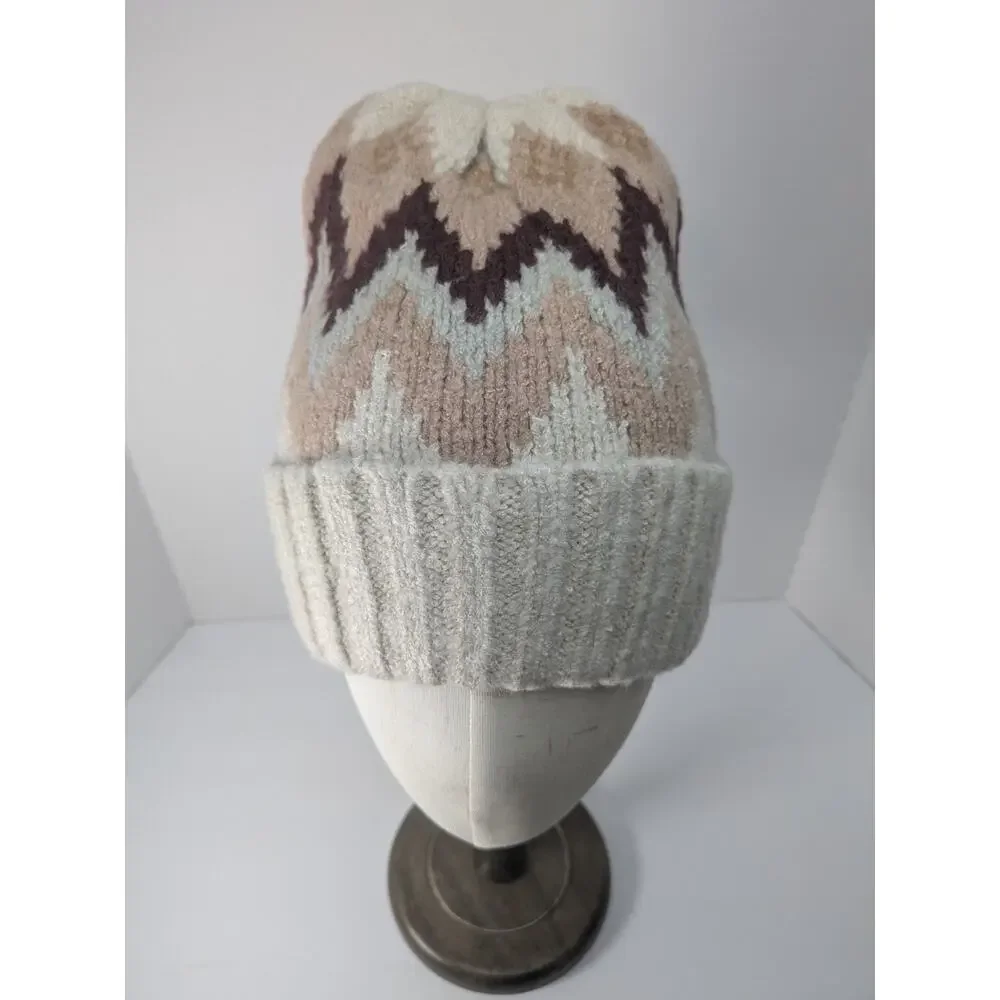 BCBGeneration‎ Harbor Fair Isle Beanie Cuffed Fuzzy One Size Women's New w Tags